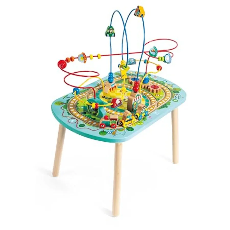 Amusement park-themed wooden twisting railway maze table with rollercoaster UFO and numbered stopsblue and red beads for fine m
Amusement park-themed wooden twisting railway maze table with rollercoaster UFO and numbered stopsblue and red beads for fine m