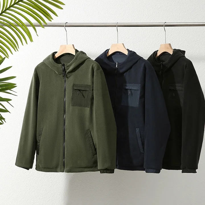 Thiened Fce Men's Outdoor Hooded Jaet Double-Sided Wear Heat Retention Warm Autumn Winter Casual Faion Ci Sle
Thiened Fce Men's Outdoor Hooded Jaet Double-Sided Wear Heat Retention Warm Autumn Winter Casual Faion Ci Sle