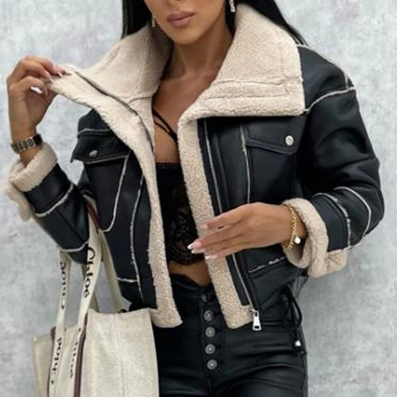 Fashion Women Lamb's Wool Short Jackets Coats Autumn Winter Long Sleeve Zipper Crop Tops Outerwear Female Locomotive Windbreaker
Fashion Women Lamb's Wool Short Jackets Coats Autumn Winter Long Sleeve Zipper Crop Tops Outerwear Female Locomotive Windbreaker