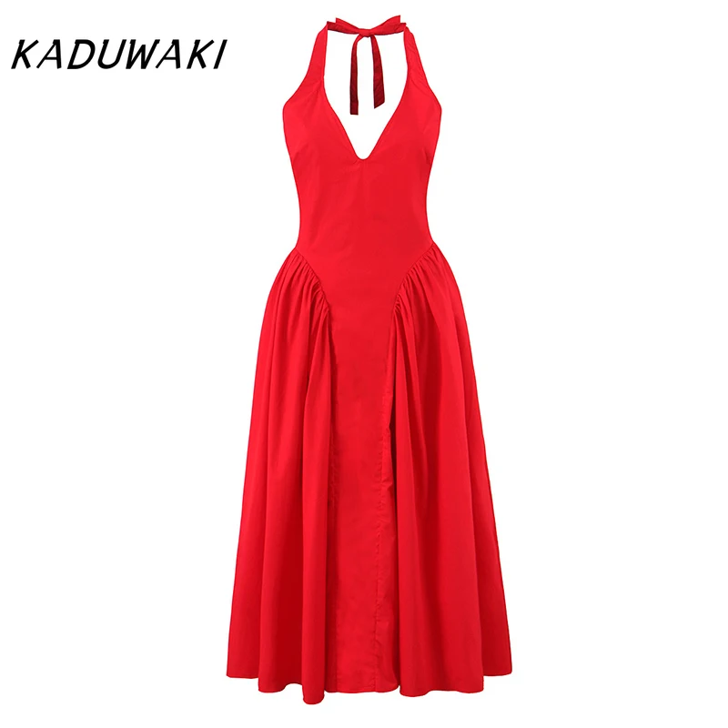 KADUWAKI Red Elegant Slim Evening Party Dresses for Women Sexy Backless Low Waist A-line Midi Long Halter Dress Cotton Robe Y2k
KADUWAKI Red Elegant Slim Evening Party Dresses for Women Sexy Backless Low Waist A-line Midi Long Halter Dress Cotton Robe Y2k