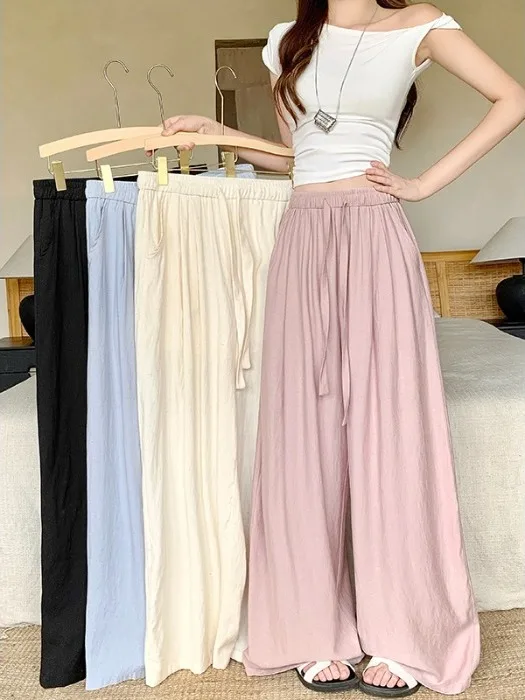 High Waist Drawstring Loose Women's Korean Style Summer Casual Pants plus Size Fashionable Straight Leg Wide Leg Trousers
High Waist Drawstring Loose Women's Korean Style Summer Casual Pants plus Size Fashionable Straight Leg Wide Leg Trousers