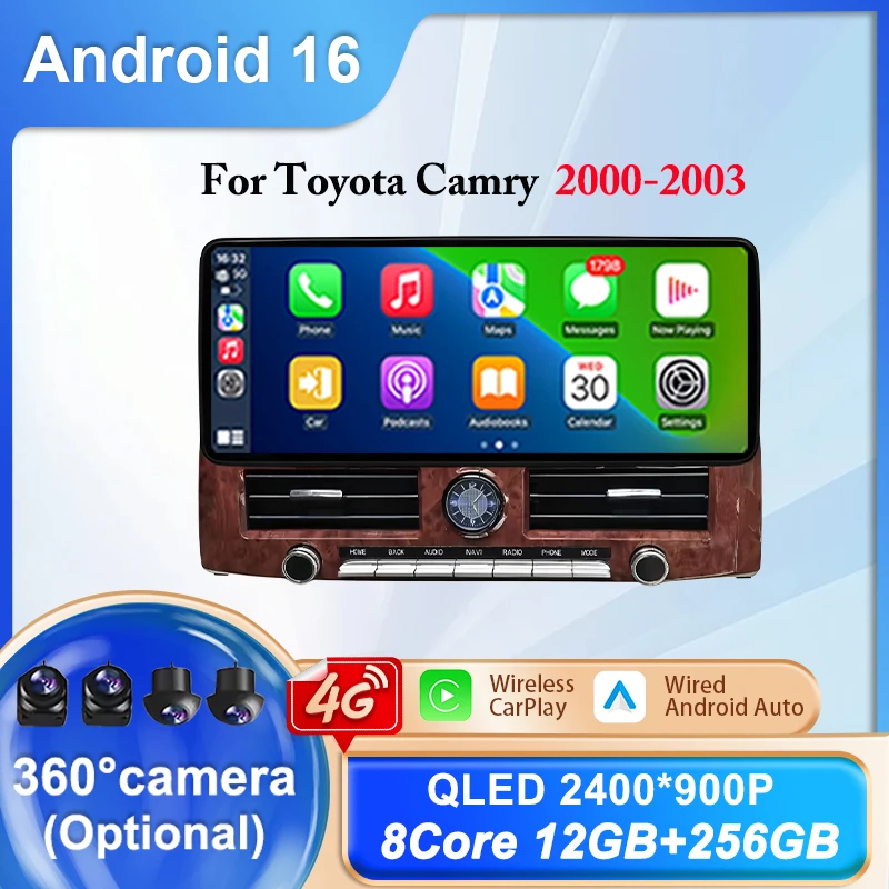For Toyota Camry 2000-2003 12.3 screen Android 16 8 Core 12+256G Car Multimedia Player Stereo Receiver GPS Navigation WIFI 4G
For Toyota Camry 2000-2003 12.3 screen Android 16 8 Core 12+256G Car Multimedia Player Stereo Receiver GPS Navigation WIFI 4G