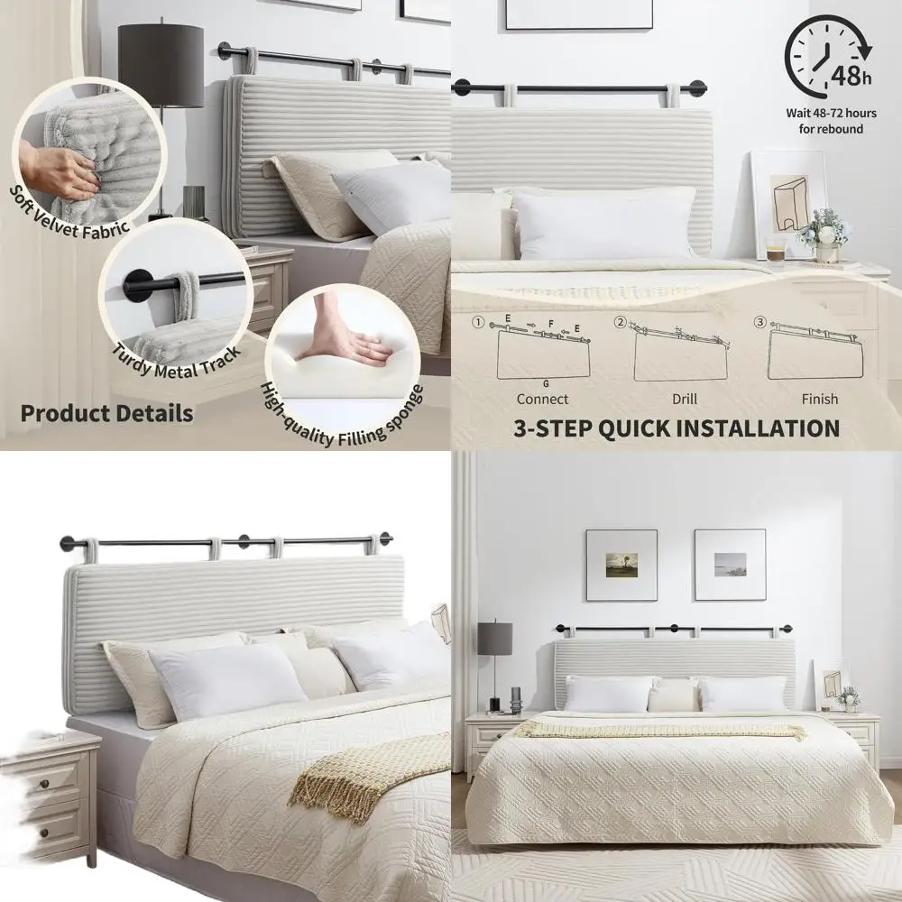 Wall-Mounted Upholstered Bed Board with Channel Design for Queen Size Bedrooms in Elegant Beige
Wall-Mounted Upholstered Bed Board with Channel Design for Queen Size Bedrooms in Elegant Beige