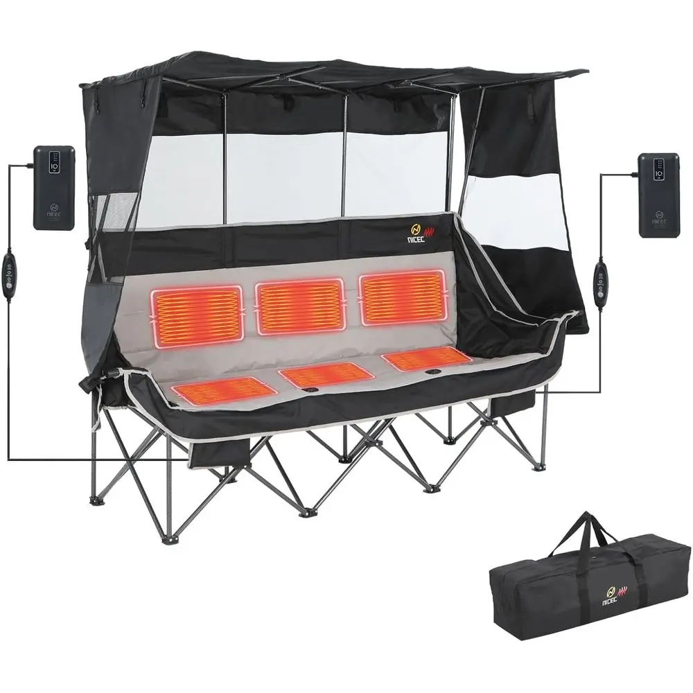 Heated 3-Person Camping Chair, Double Heated Couch with Battery, Oversized Padded Umbrella Chair with Shade, Folding Bench with
Heated 3-Person Camping Chair, Double Heated Couch with Battery, Oversized Padded Umbrella Chair with Shade, Folding Bench with