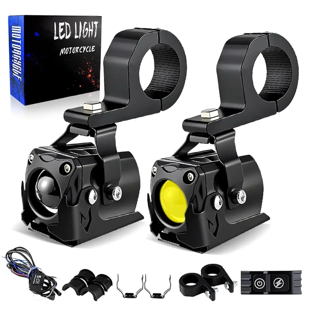 Free Shipping - Motorcycle Lights LED Auxiliary Spotlights Driving Fog Light, with Mount Brackets 7 Modes White/Amber Dual Color
Free Shipping - Motorcycle Lights LED Auxiliary Spotlights Driving Fog Light, with Mount Brackets 7 Modes White/Amber Dual Color