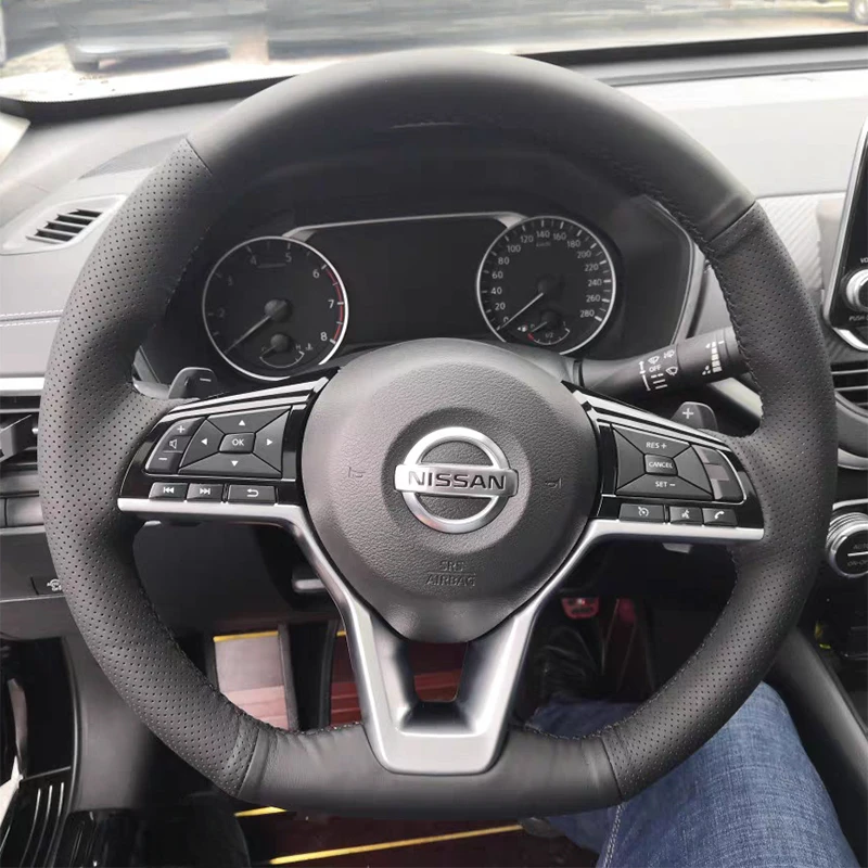 Hand Stitched non-slip black Genuine Leather Car Steering Wheel Cover For Nissan X-Trail Qashqai Rogue Sport, 2017-2019
Hand Stitched non-slip black Genuine Leather Car Steering Wheel Cover For Nissan X-Trail Qashqai Rogue Sport, 2017-2019