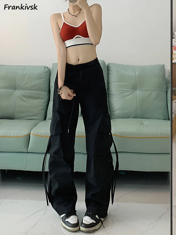 Cargo Pants Women Loose Leisure High Waist Drawstring Pockets Elegant Harajuku European Style Y2K Solid Trendy Retro Full Length
Cargo Pants Women Loose Leisure High Waist Drawstring Pockets Elegant Harajuku European Style Y2K Solid Trendy Retro Full Length