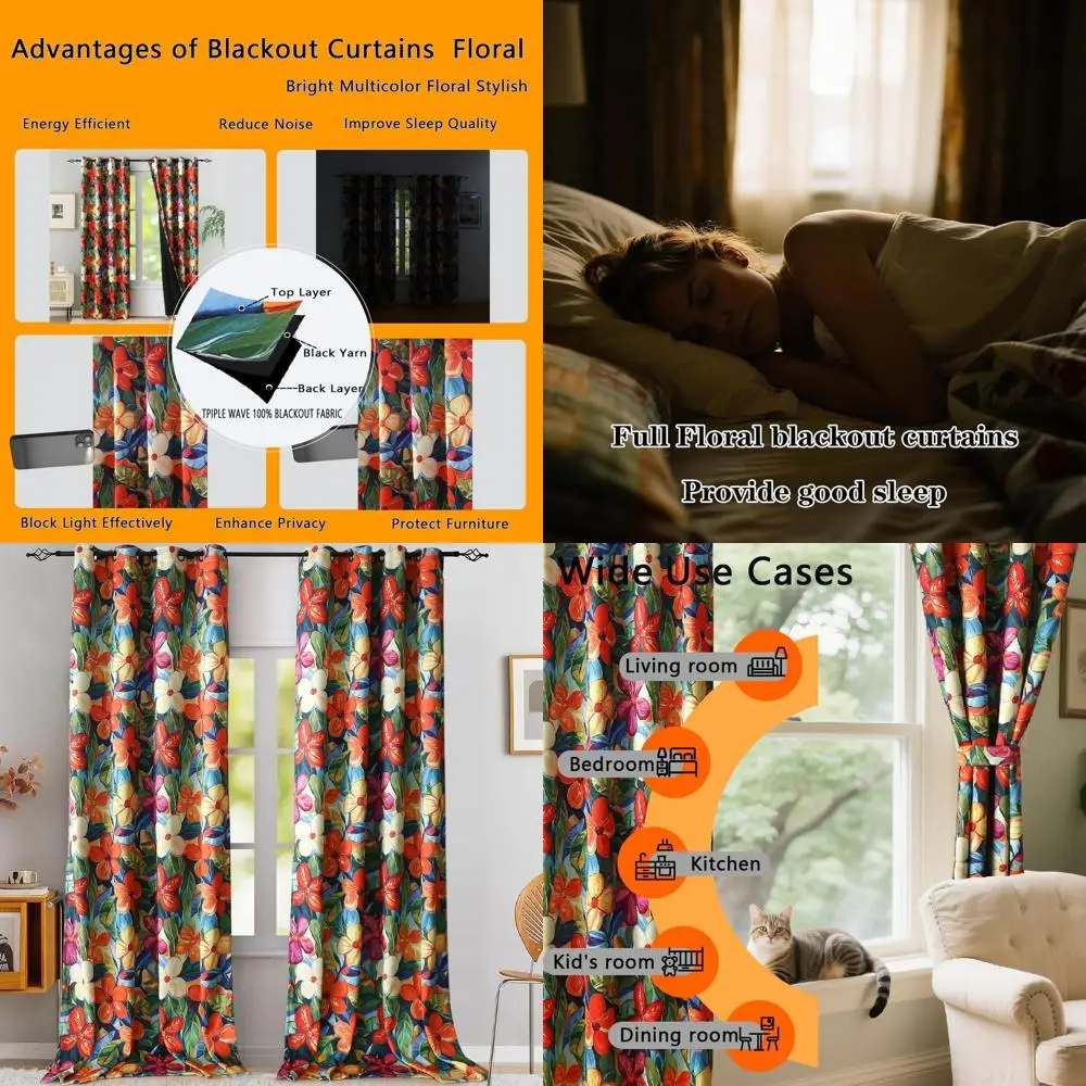 Элегантные светонепроницаемые шторы с цветочным узором, 2 панели, оранжевый цвет и яркий цветочный принт, термоизолирующие, с подхватами.
Элегантные светонепроницаемые шторы с цветочным узором, 2 панели, оранжевый цвет и яркий цветочный принт, термоизолирующие, с подхватами.