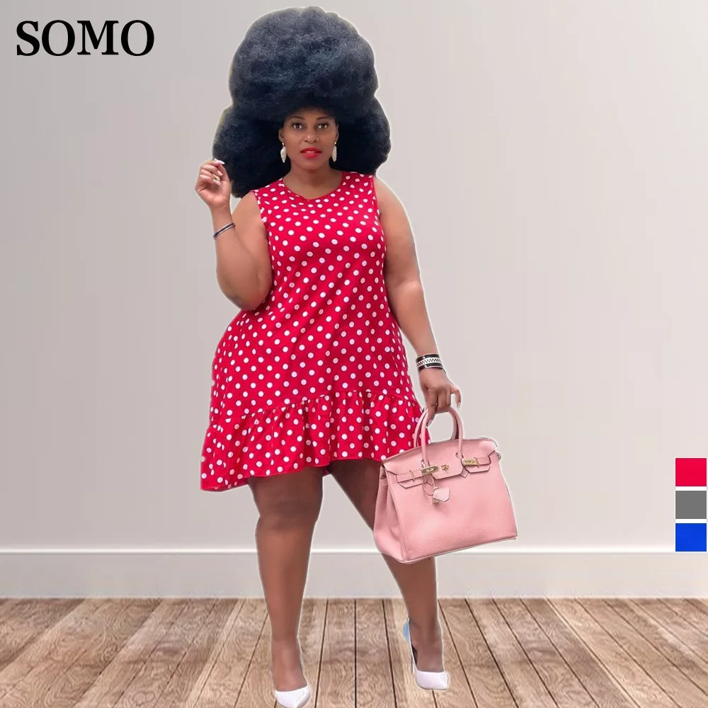 SOMO Plus Size Summer Women Clothing Dresses Polka Dot L-4xl Casual Fashion Elegant Sleeveless Mini Dress Wholesale Dropshipping
SOMO Plus Size Summer Women Clothing Dresses Polka Dot L-4xl Casual Fashion Elegant Sleeveless Mini Dress Wholesale Dropshipping