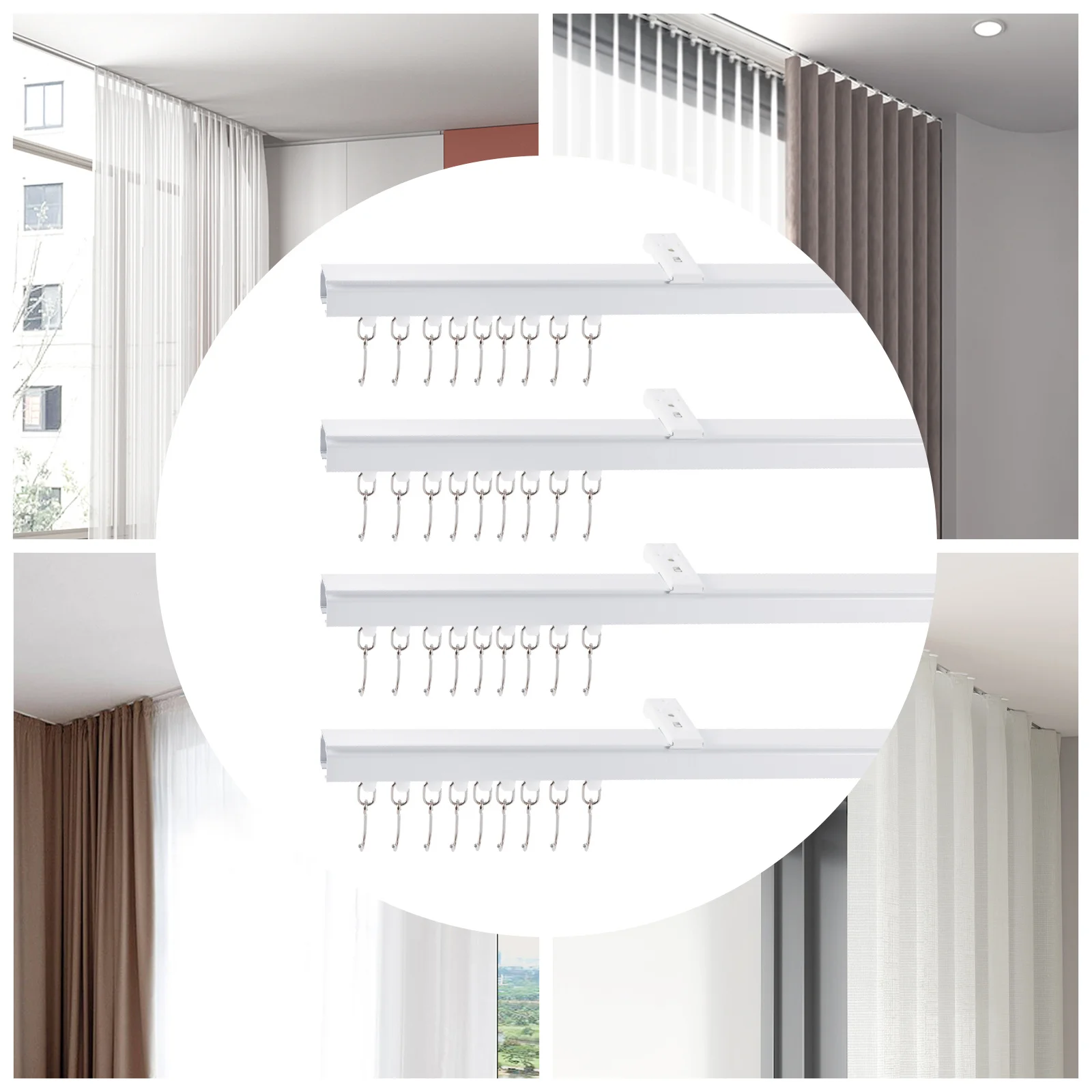 Ceiling Mount Curtain Track Kit 9ft-12ft Scalable Aluminum Alloy Heavy Duty with Hooks All Assembly Accessories
Ceiling Mount Curtain Track Kit 9ft-12ft Scalable Aluminum Alloy Heavy Duty with Hooks All Assembly Accessories