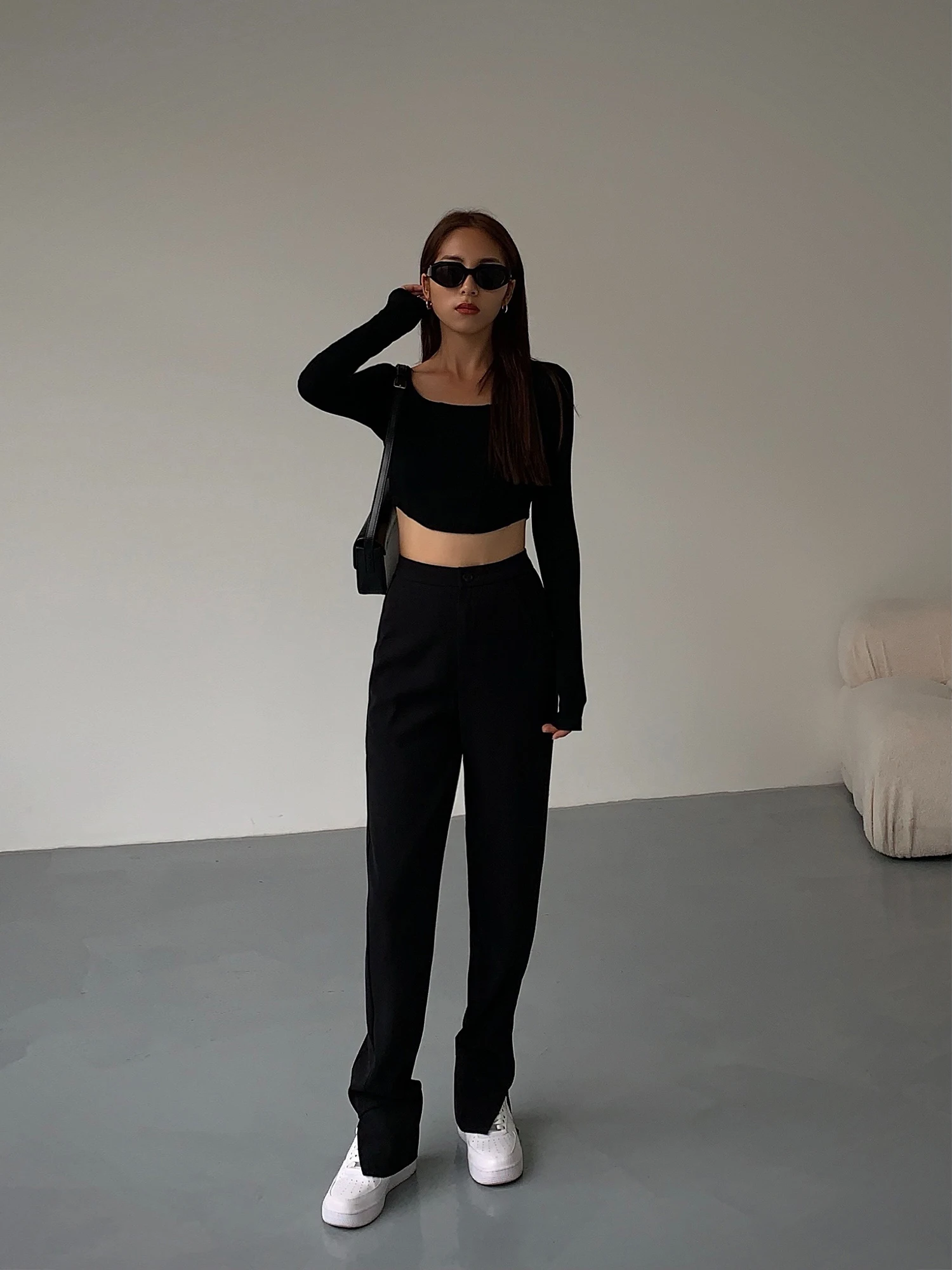 NEVA HU Black Suit Split Pants Women's Drape High Waist Loose Straight Casual Floor-Length Trousers Fashion Casual High Waist
NEVA HU Black Suit Split Pants Women's Drape High Waist Loose Straight Casual Floor-Length Trousers Fashion Casual High Waist
