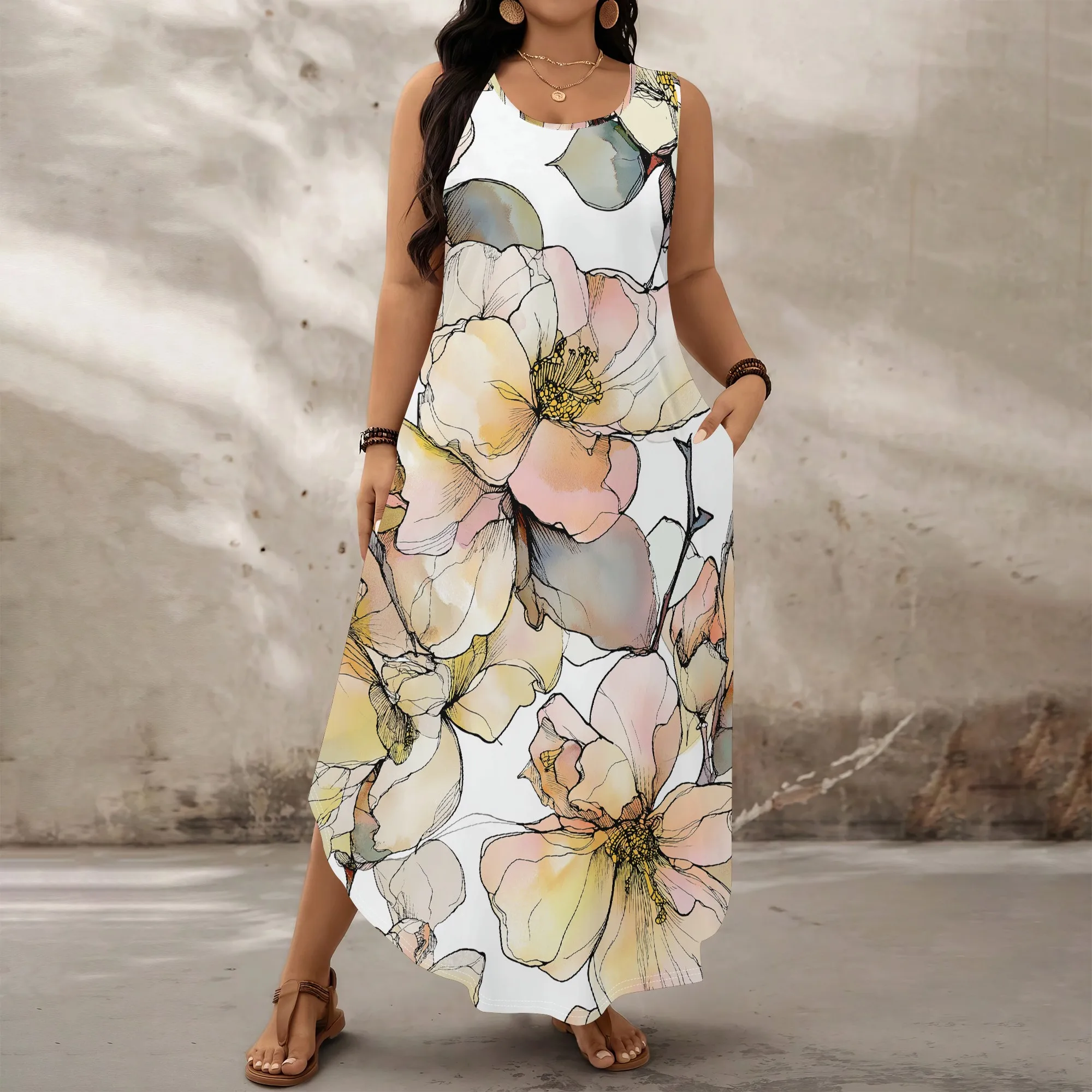 Plus Size Watercolor Floral Sleeveless Dress XL-6XL Soft Summer Style for Brunch, Garden Party or Day Out
Plus Size Watercolor Floral Sleeveless Dress XL-6XL Soft Summer Style for Brunch, Garden Party or Day Out
