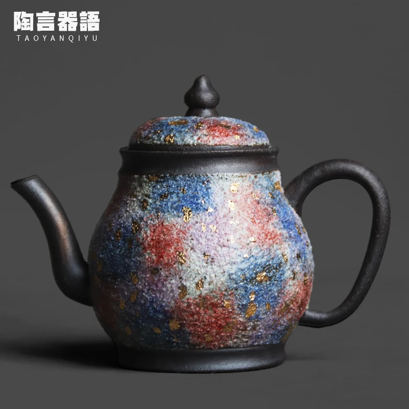 Colorful ore pottery clay positive handle teapot hand-painted gold spot effect personalized small tea brewing single pot
Colorful ore pottery clay positive handle teapot hand-painted gold spot effect personalized small tea brewing single pot