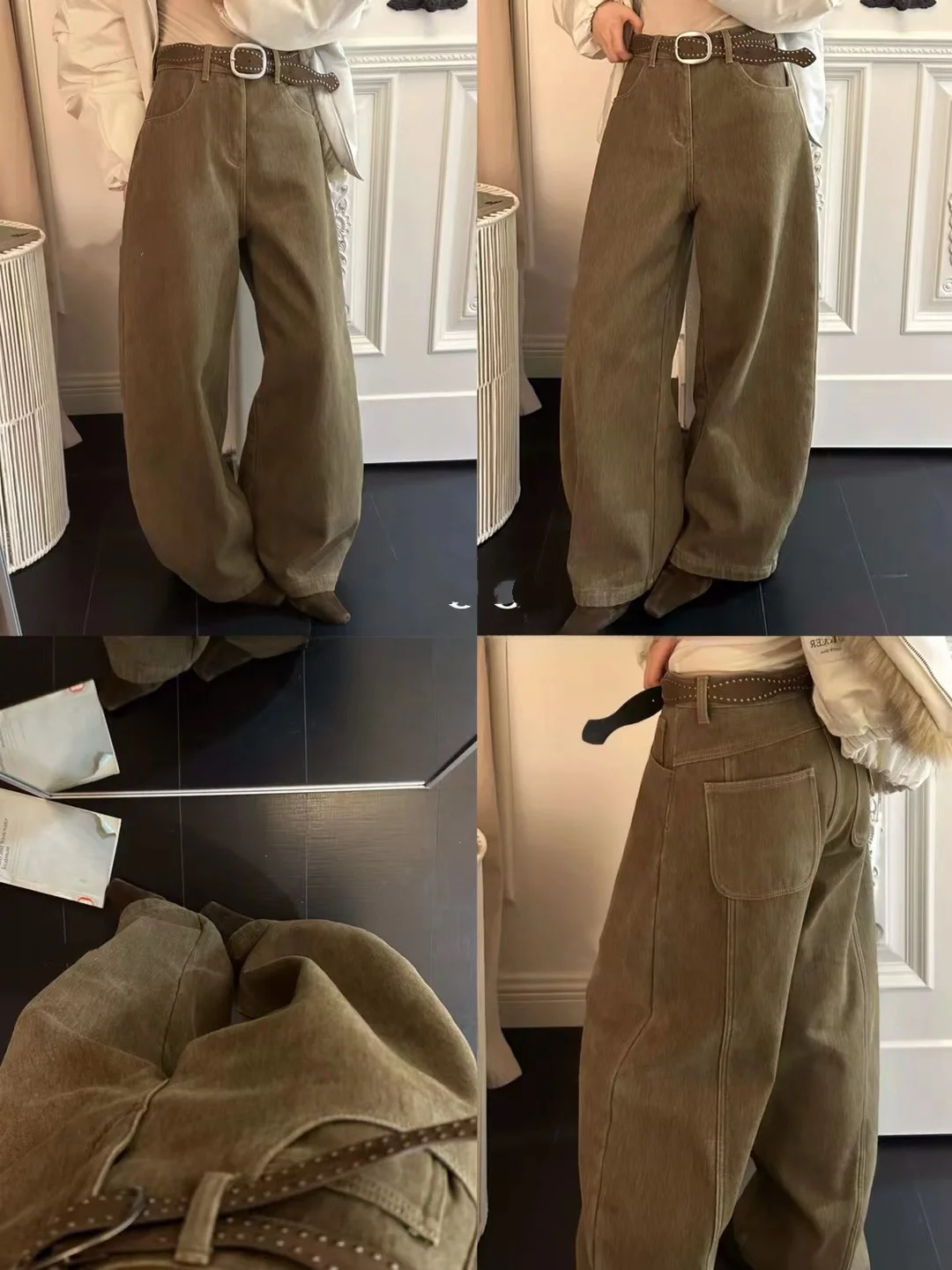 High Waist Fce Lined Belted Wide Leg Pants Women's Casual Trousers Loose Fit Slimming Pants Korean Sle Winter Faion
High Waist Fce Lined Belted Wide Leg Pants Women's Casual Trousers Loose Fit Slimming Pants Korean Sle Winter Faion
