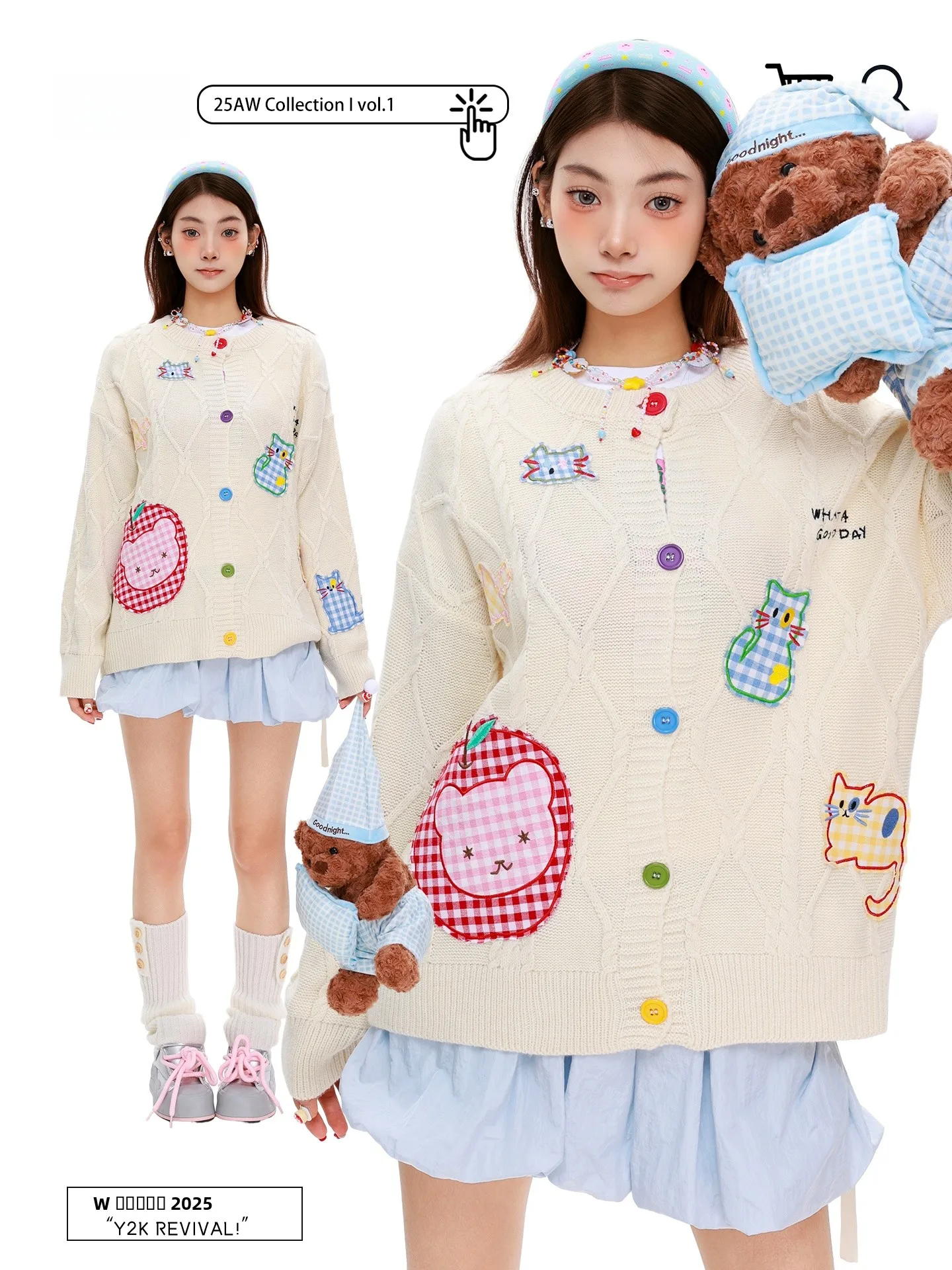 PBB American Sle Fun Plaid Bear Embroidered Knitted Cardigan Women's Sweet Lazy Commute Sweater Jaet Street Sle Loo...
PBB American Sle Fun Plaid Bear Embroidered Knitted Cardigan Women's Sweet Lazy Commute Sweater Jaet Street Sle Loo...
