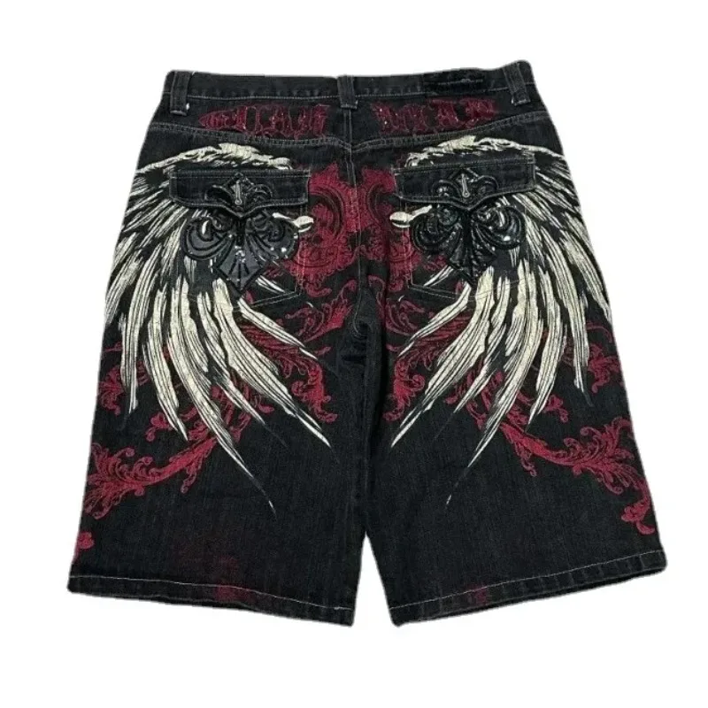 Y2K Baggy Shorts Mens New Wing Embroidered Denim Shorts Vintage Harajuku Hip Hop Gothic Punk Gothic Wide Leg Pants Street Wear
Y2K Baggy Shorts Mens New Wing Embroidered Denim Shorts Vintage Harajuku Hip Hop Gothic Punk Gothic Wide Leg Pants Street Wear