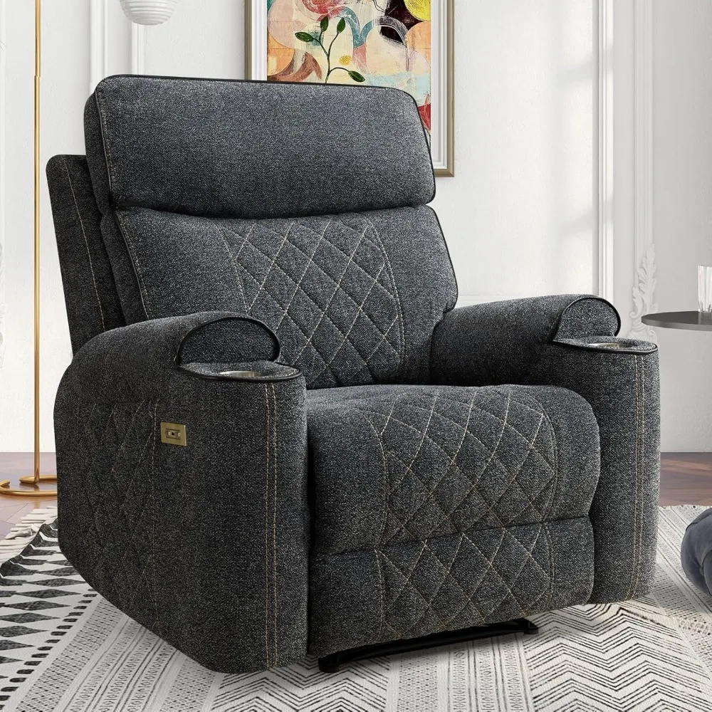 Electric Recliner Chair, Soft Fabric Power Recliners with Metal Cup Holders, Single Overstuffed Heavy Duty Reclining Sofa Chairs
Electric Recliner Chair, Soft Fabric Power Recliners with Metal Cup Holders, Single Overstuffed Heavy Duty Reclining Sofa Chairs