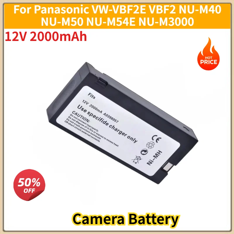 High Quality 12V 2000mAh Replacement Battery for Panasonic NU-M3000 VW-VBF2E VBF2 NU-M40 NU-M50 NU-M54E Camera
High Quality 12V 2000mAh Replacement Battery for Panasonic NU-M3000 VW-VBF2E VBF2 NU-M40 NU-M50 NU-M54E Camera