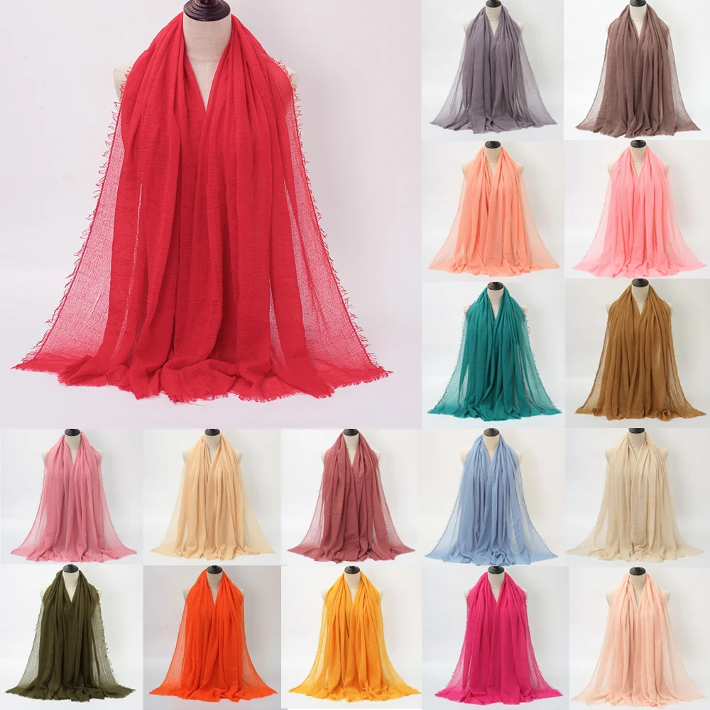 Muslim Crinkle Women Hijab Long Scarf Soft Cotton Headscarf Islamic Head Wrap Turban Shawls Femme Musulman Scarves Solid Color
Muslim Crinkle Women Hijab Long Scarf Soft Cotton Headscarf Islamic Head Wrap Turban Shawls Femme Musulman Scarves Solid Color