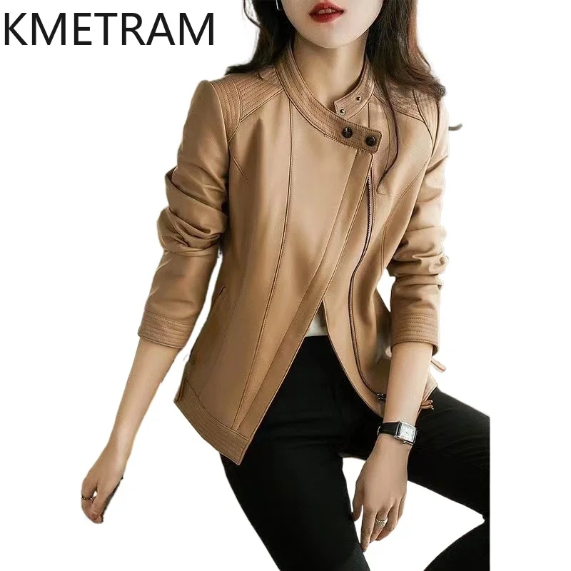 KMETRAM Real Sheepskin Leather Jacket Woman Short Slim Coat Stand Collar Genuine Leather Jackets Autumn Women Clothing 2026 가죽자켓
KMETRAM Real Sheepskin Leather Jacket Woman Short Slim Coat Stand Collar Genuine Leather Jackets Autumn Women Clothing 2026 가죽자켓