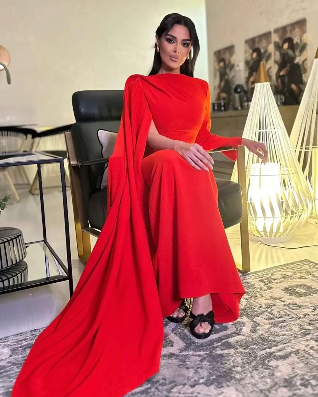 Fashion O-neck Prom Dresses Elegant Red Chiffon Mermaid Evening Dresses One Long Sleeve Arabic Party Dress For Women Celebrate
Fashion O-neck Prom Dresses Elegant Red Chiffon Mermaid Evening Dresses One Long Sleeve Arabic Party Dress For Women Celebrate