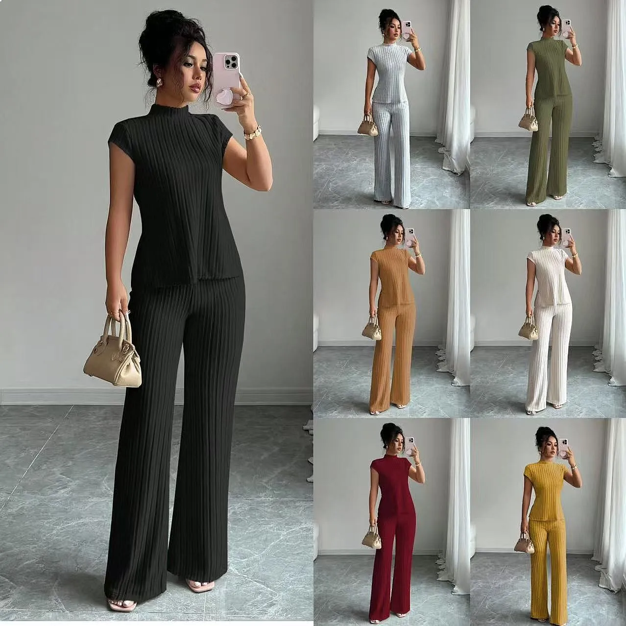 Women's Pure Color Short Sleeve Tee Top Jumpsuit Pants Matching Set Overall Playsuits
Women's Pure Color Short Sleeve Tee Top Jumpsuit Pants Matching Set Overall Playsuits
