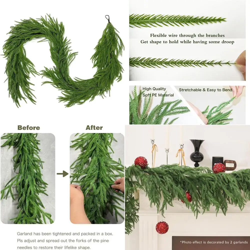 Artificial Norfolk Pine Garland, 9FT, 2 Pieces, Real Touch Greenery for Holiday Mantle, Fireplace, Table Decor, Indoor & Outdoor
Artificial Norfolk Pine Garland, 9FT, 2 Pieces, Real Touch Greenery for Holiday Mantle, Fireplace, Table Decor, Indoor & Outdoor