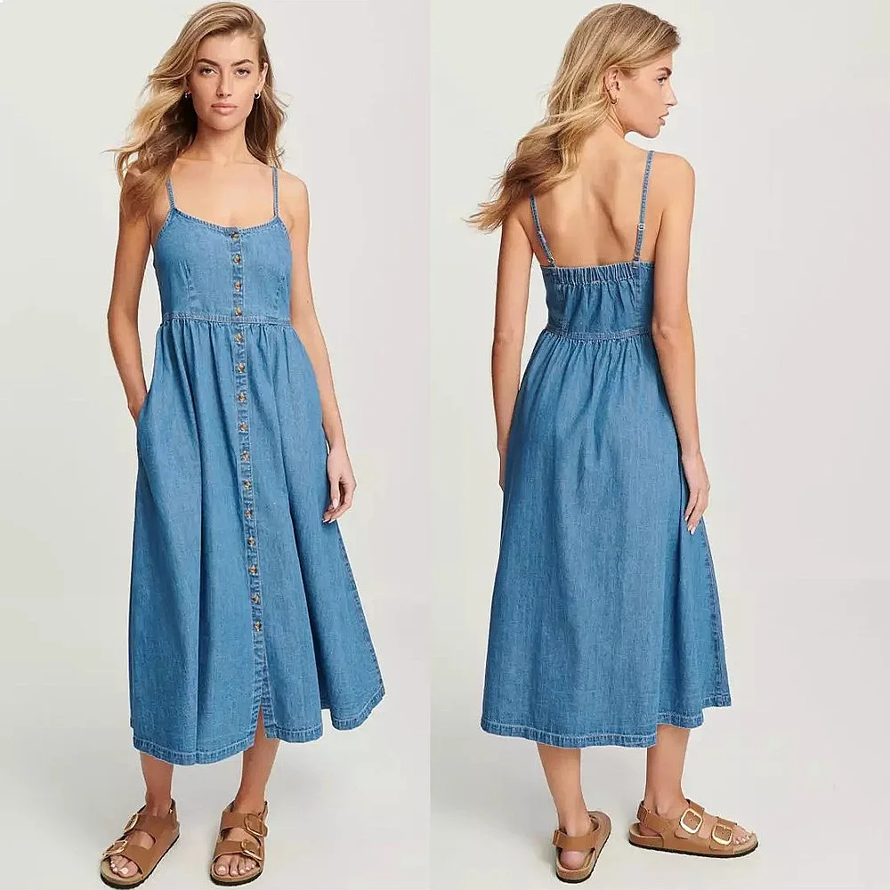 Spring Summer Women Denim Dress Casual Sleeveless Overall Dresses Jumpsuit Playsuit
Spring Summer Women Denim Dress Casual Sleeveless Overall Dresses Jumpsuit Playsuit
