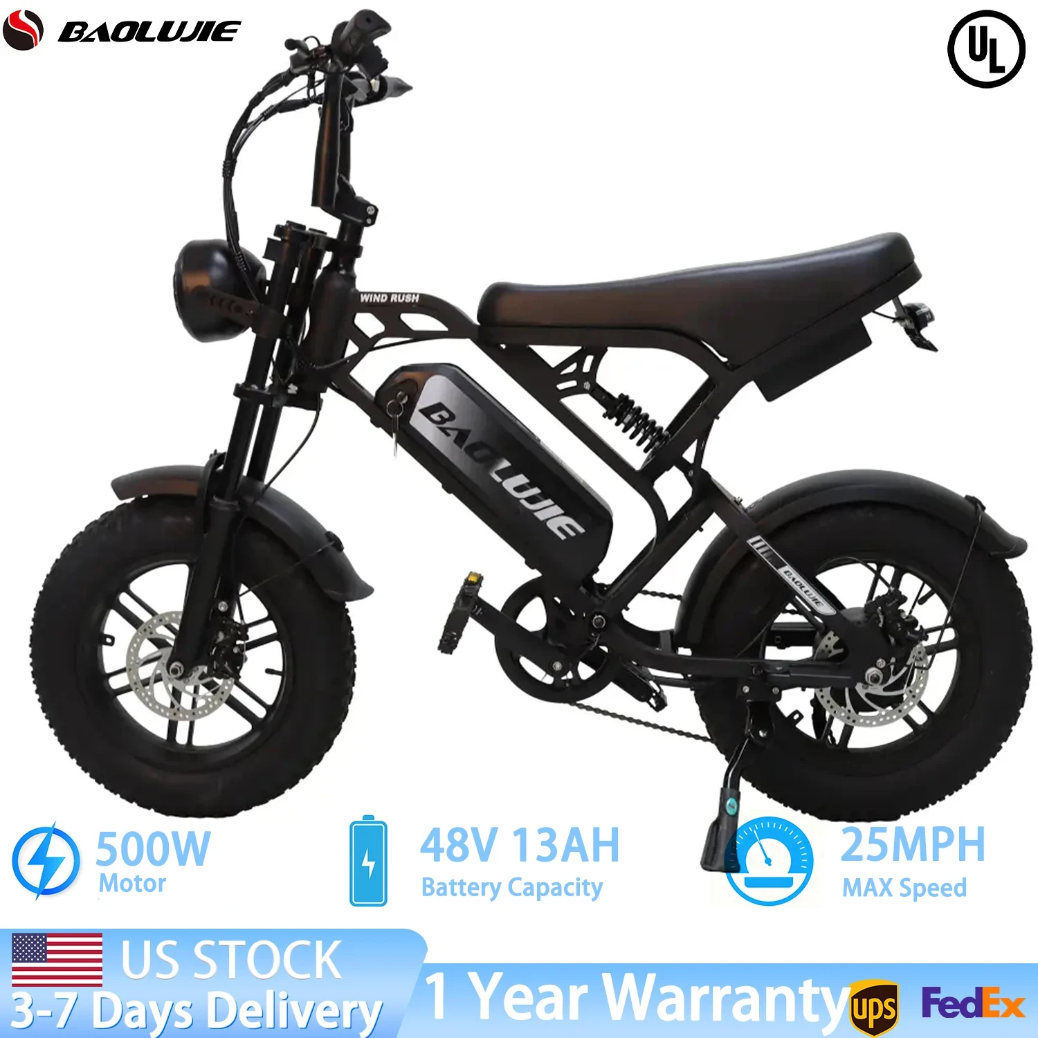 BAOLUJIE F2 EBike Motor Electric Bicycle 48V 13AH Removable Battery Outdoor E-bike for Adults Max Speed 25MPH【1 Year Warranty】
BAOLUJIE F2 EBike Motor Electric Bicycle 48V 13AH Removable Battery Outdoor E-bike for Adults Max Speed 25MPH【1 Year Warranty】
