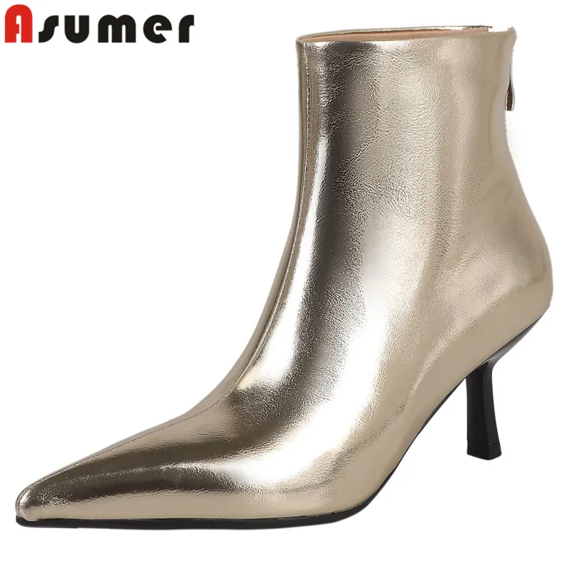 ASUMER 2024 New Genuine Leather Pointed Toe Spring Boots Women Sexy Ladies Zipper Modern Boots Thin High Heels Ankle Boots
ASUMER 2024 New Genuine Leather Pointed Toe Spring Boots Women Sexy Ladies Zipper Modern Boots Thin High Heels Ankle Boots