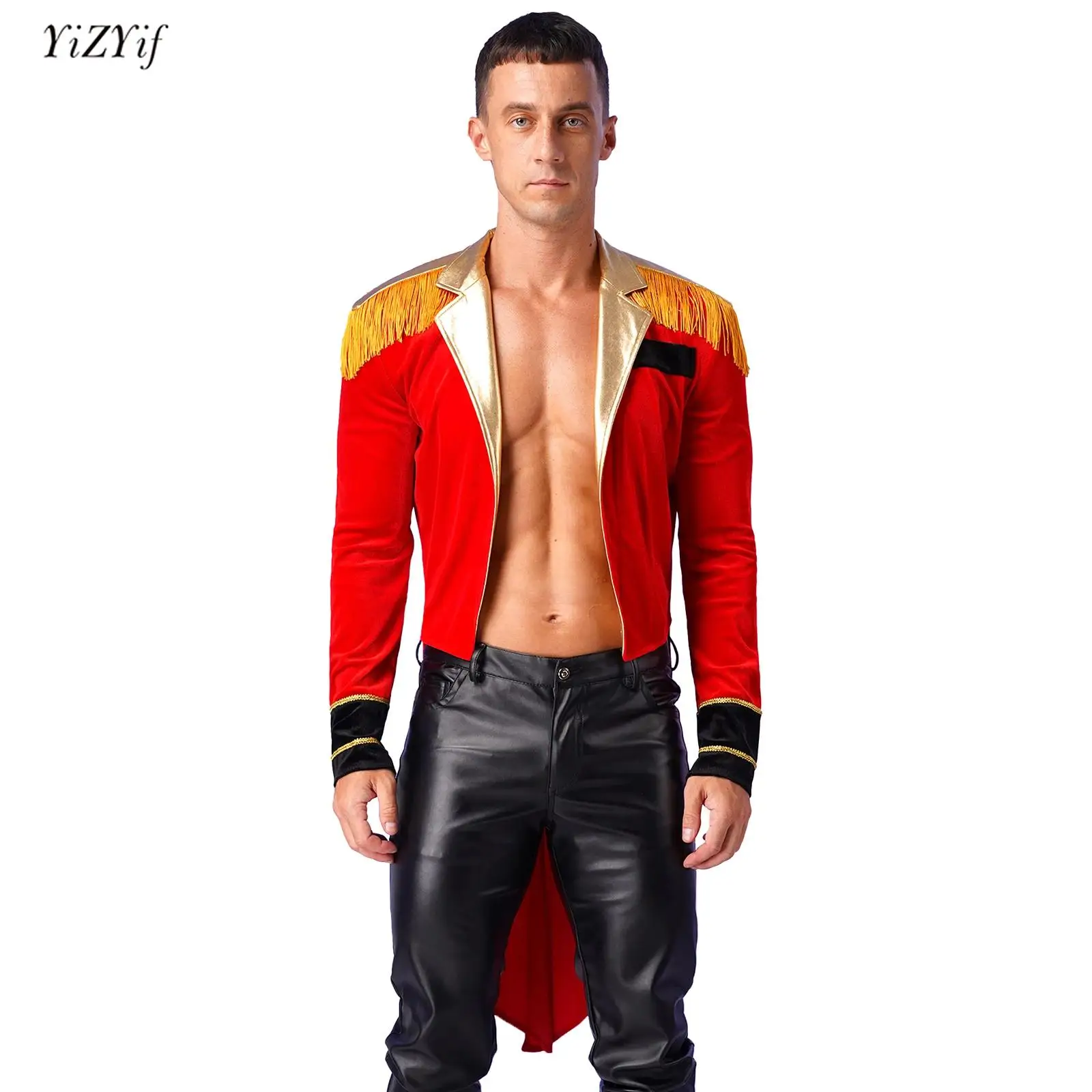 New Circus Ringmaster Costume for Mens Halloween Party Cosplay Long Sleeve Lapel Tailcoat Jacket+Hat+Collar+Gloves 4Pcs Outfit
New Circus Ringmaster Costume for Mens Halloween Party Cosplay Long Sleeve Lapel Tailcoat Jacket+Hat+Collar+Gloves 4Pcs Outfit