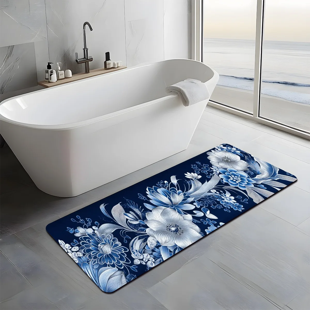 Classic Blue and White Floral Themed Kitchen Long Mat, Non-Slip Washable Durable Runner Rug for Bathroom, Kitchen, Bedroom Home
Classic Blue and White Floral Themed Kitchen Long Mat, Non-Slip Washable Durable Runner Rug for Bathroom, Kitchen, Bedroom Home