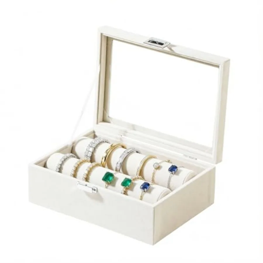 Bracelet Display Holder with Clear Lid, Jewelry Storage Organizer Box Case with Rods for Bangles, Watches, Women Beige
Bracelet Display Holder with Clear Lid, Jewelry Storage Organizer Box Case with Rods for Bangles, Watches, Women Beige
