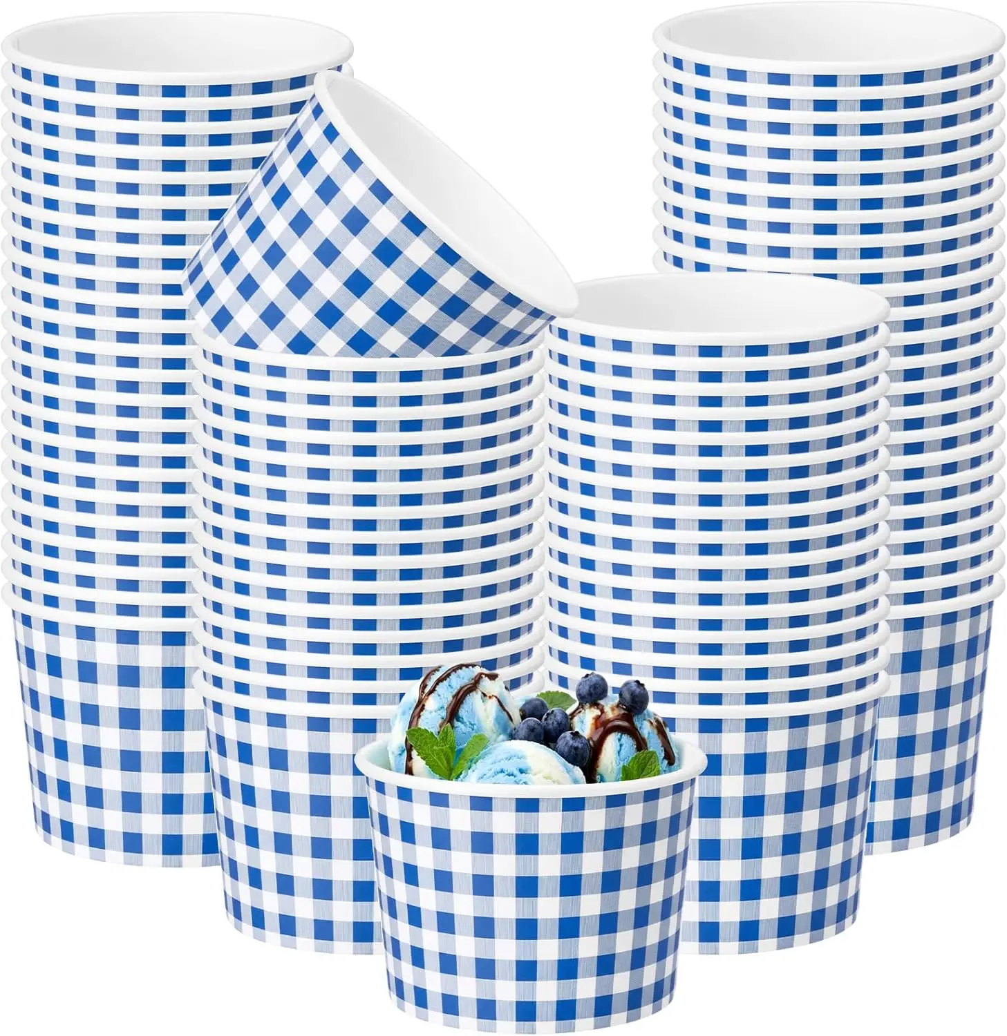 100 Pack 9 oz Gingham Treat Snack Cups Blue and White Checkered Disposable Paper Cups for Dessert Ice Cream Bowls for Sn
100 Pack 9 oz Gingham Treat Snack Cups Blue and White Checkered Disposable Paper Cups for Dessert Ice Cream Bowls for Sn