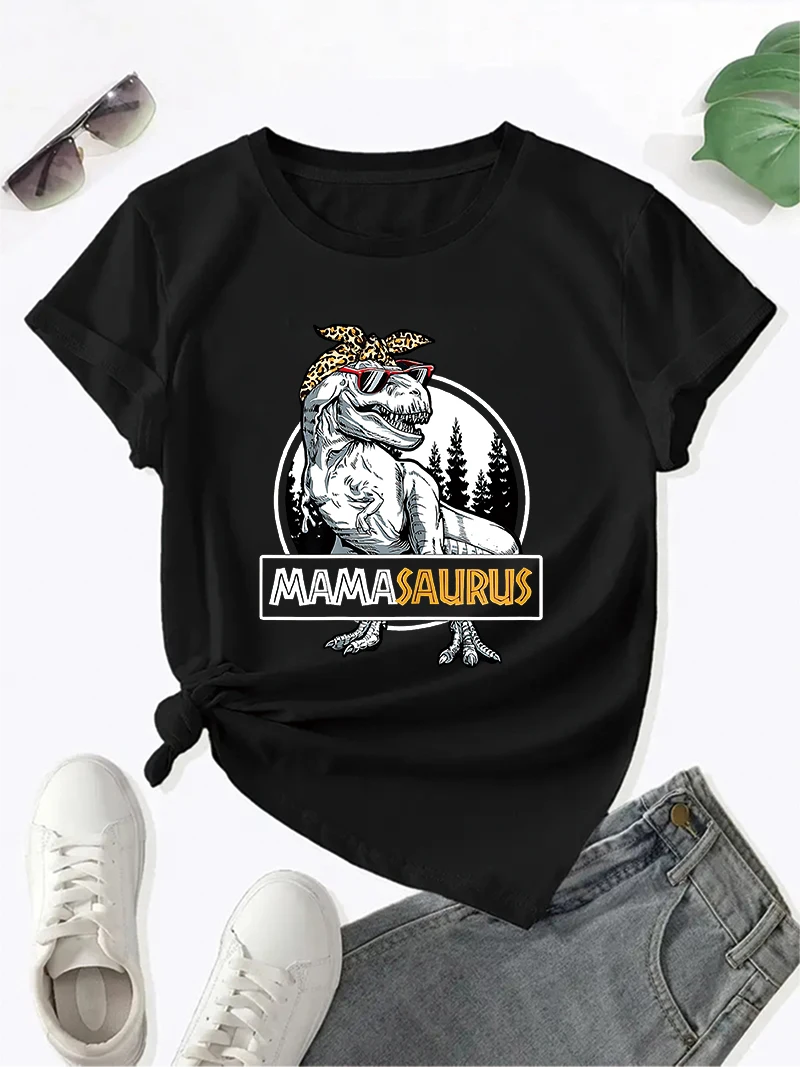 Mama Saurus Dinosaur Print T-Shirt Summer Spring Short Sleeve Crew Neck Casual Top Women's Clothing
Mama Saurus Dinosaur Print T-Shirt Summer Spring Short Sleeve Crew Neck Casual Top Women's Clothing