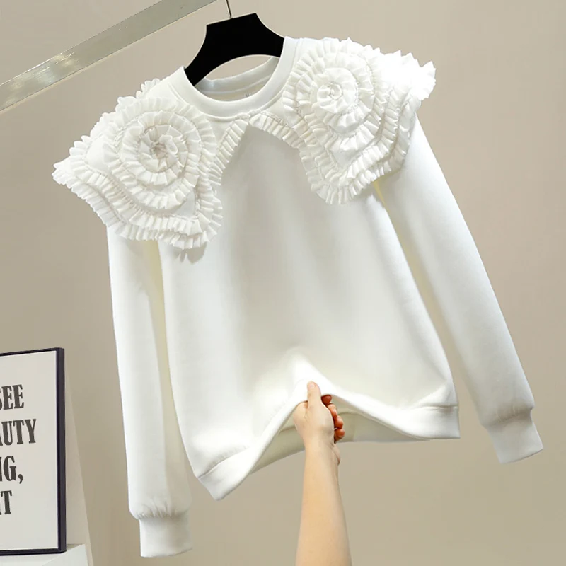 Fashion New Floral Decoration Hoodies Women Chic Designed Tops Spring Solid Office Lady 3D Flowers Sweatshirts Ladies 2024
Fashion New Floral Decoration Hoodies Women Chic Designed Tops Spring Solid Office Lady 3D Flowers Sweatshirts Ladies 2024
