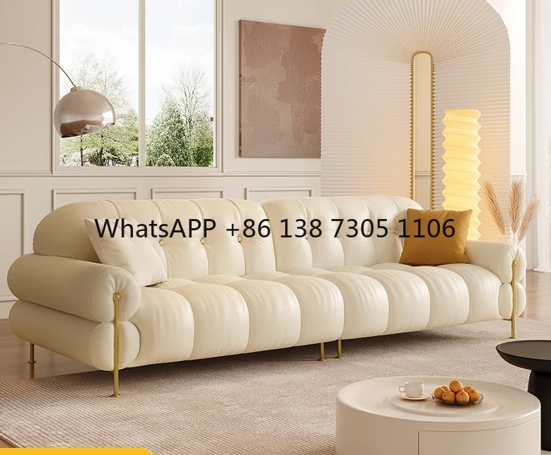 Кожаный диван Toffee Cloud в кремовом стиле для гостиной, светлый роскошный кожаный диван с клавишами пианино
Кожаный диван Toffee Cloud в кремовом стиле для гостиной, светлый роскошный кожаный диван с клавишами пианино