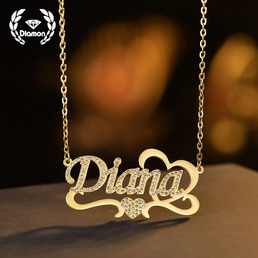 Diamon Personalized Custom Name Necklace Stainless Steel Jewelry Zircon Hollow Heart Chain Nameplate for Women Jewelry Gifts
Diamon Personalized Custom Name Necklace Stainless Steel Jewelry Zircon Hollow Heart Chain Nameplate for Women Jewelry Gifts