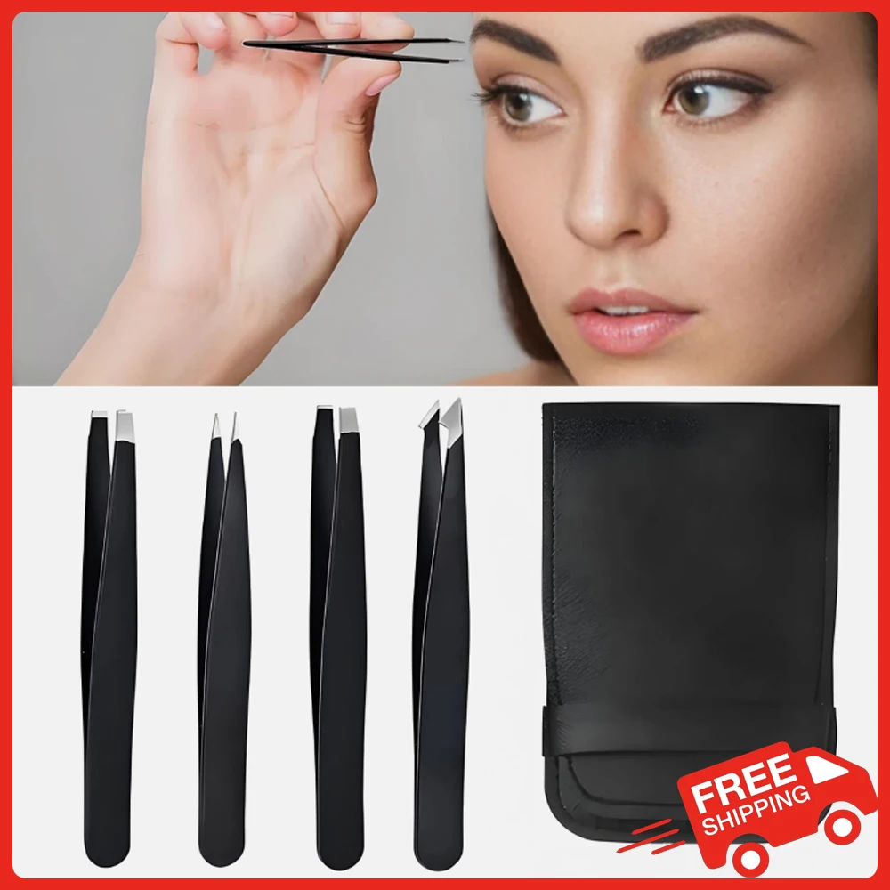 4pcs Professional Stainless Steel Tweezers Set for Men and Women Precision Eyebrow Tweezers for Facial Hair Chin W/Case Black
4pcs Professional Stainless Steel Tweezers Set for Men and Women Precision Eyebrow Tweezers for Facial Hair Chin W/Case Black