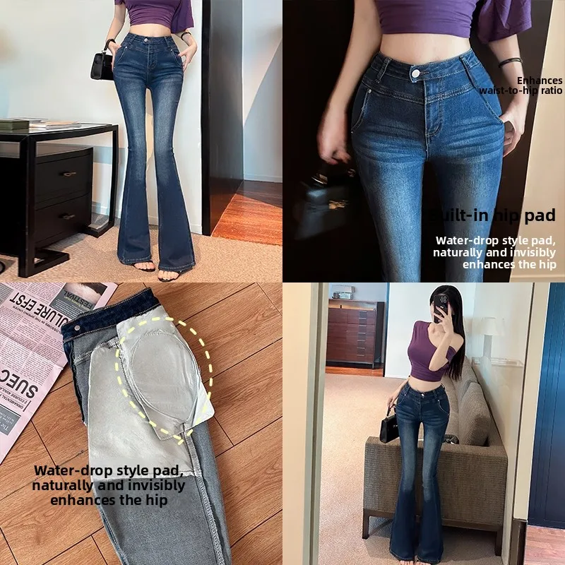 High Waist Flared Jeans Women's Casual Sle Elastic Waist Faded Cotton Denim Long Trousers Trendy Deep Blue Color Autumn Wear
High Waist Flared Jeans Women's Casual Sle Elastic Waist Faded Cotton Denim Long Trousers Trendy Deep Blue Color Autumn Wear