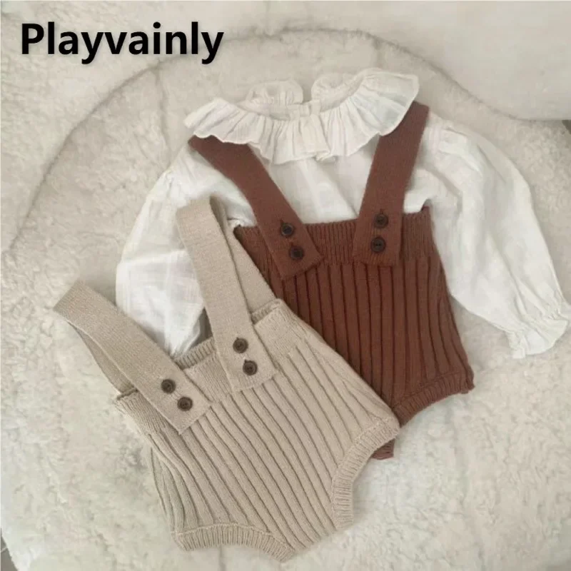 Autumn Winter Baby Girls Boys Knitted Straps Shorts Solid Color Pit Stripe Sleeveless Bodysuit Infant Sweaters Jumpsuit A9401
Autumn Winter Baby Girls Boys Knitted Straps Shorts Solid Color Pit Stripe Sleeveless Bodysuit Infant Sweaters Jumpsuit A9401