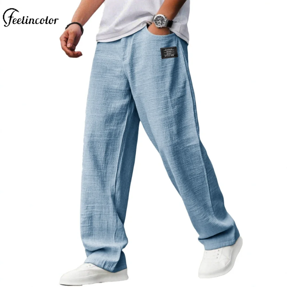 Casual Men's Cotton Linen Long Pants Blue White Loose Elastic Waist Trousers Outdoor Sporty Sweatpants Fashion Male Streetwear
Casual Men's Cotton Linen Long Pants Blue White Loose Elastic Waist Trousers Outdoor Sporty Sweatpants Fashion Male Streetwear