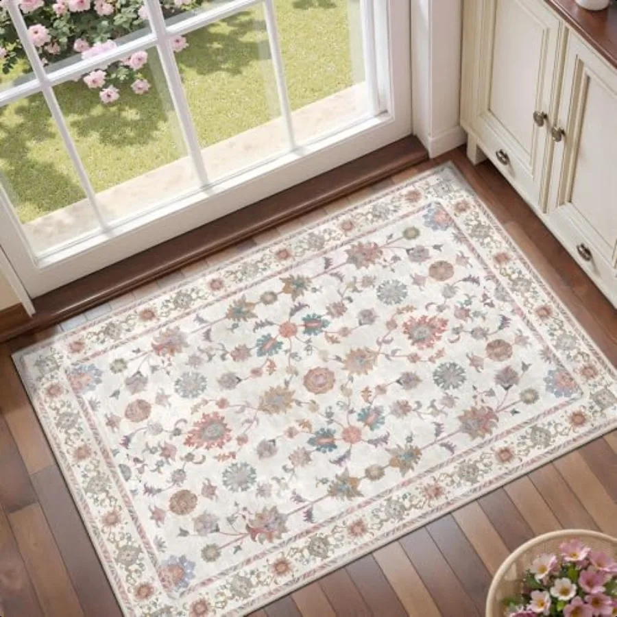 Floral 2x3 Washable Rug Floral Indoor Boho Rugs NonSlip Print Distred Cream White Rug for Entryway Soft Low Pile Small Area Rug
Floral 2x3 Washable Rug Floral Indoor Boho Rugs NonSlip Print Distred Cream White Rug for Entryway Soft Low Pile Small Area Rug