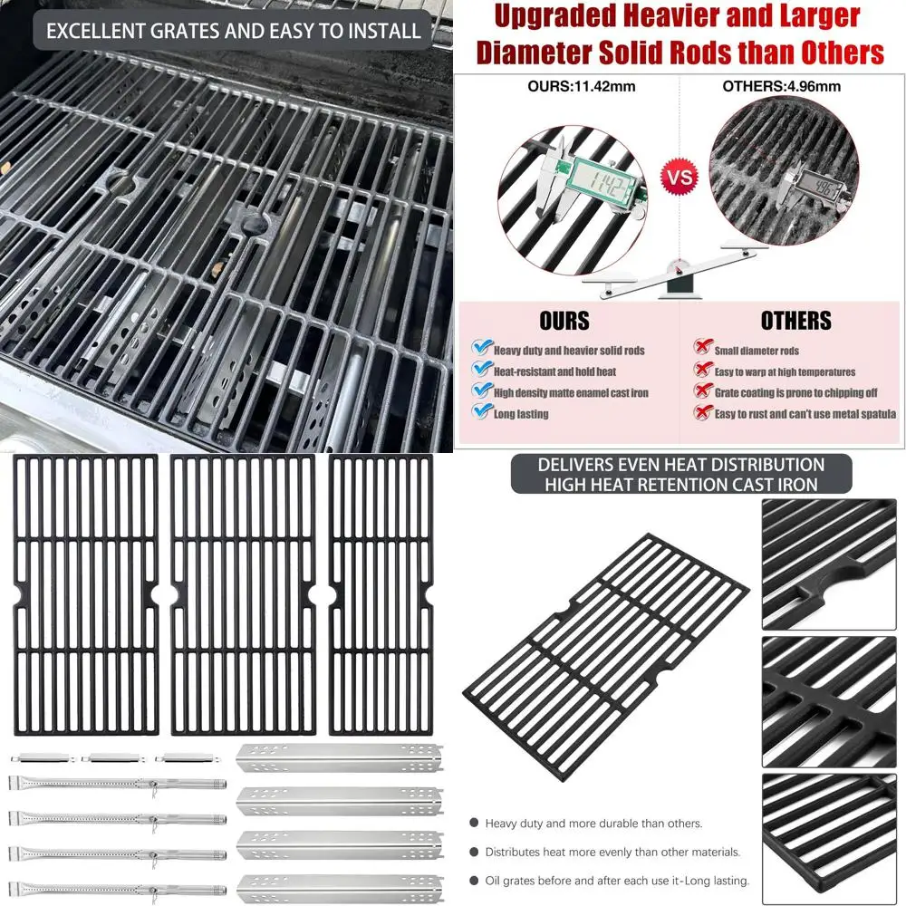 Charbroil 4-Burner Grill Replacement Parts: Grates, Heat Plates, Tubes for G470-5200-W1 Model
Charbroil 4-Burner Grill Replacement Parts: Grates, Heat Plates, Tubes for G470-5200-W1 Model