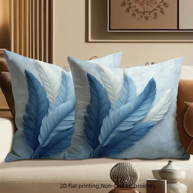 Декоративные наволочки для подушек с 2D-печатью, сине-белым узором в виде перьев, из полиэстера, для дивана
Декоративные наволочки для подушек с 2D-печатью, сине-белым узором в виде перьев, из полиэстера, для дивана