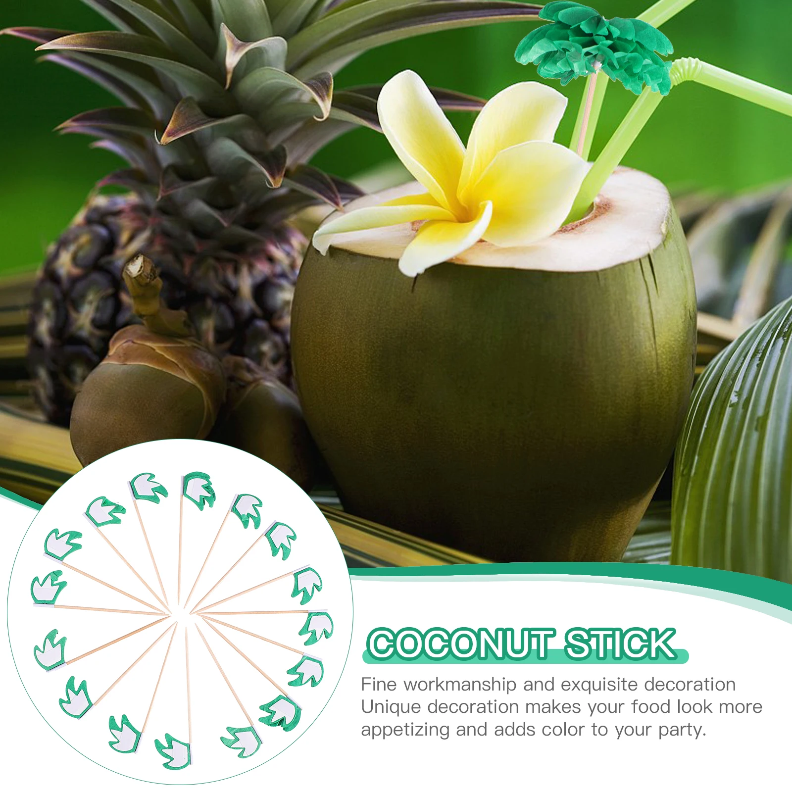50pcs Picks Coconut Sticks Birthday Dessert Fruit Toppers Dessert Picks Party Decoration Hawaiian Banquet Accessories
50pcs Picks Coconut Sticks Birthday Dessert Fruit Toppers Dessert Picks Party Decoration Hawaiian Banquet Accessories