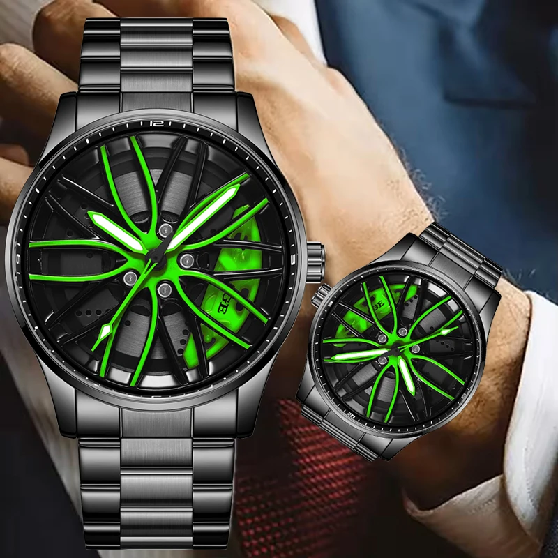 LIGE New 360°Rotating Car Wheel Hub Big Dial Watch Men Fashion Business Men Quartz Wristwatch Waterproof Luminous Chronograph
LIGE New 360°Rotating Car Wheel Hub Big Dial Watch Men Fashion Business Men Quartz Wristwatch Waterproof Luminous Chronograph