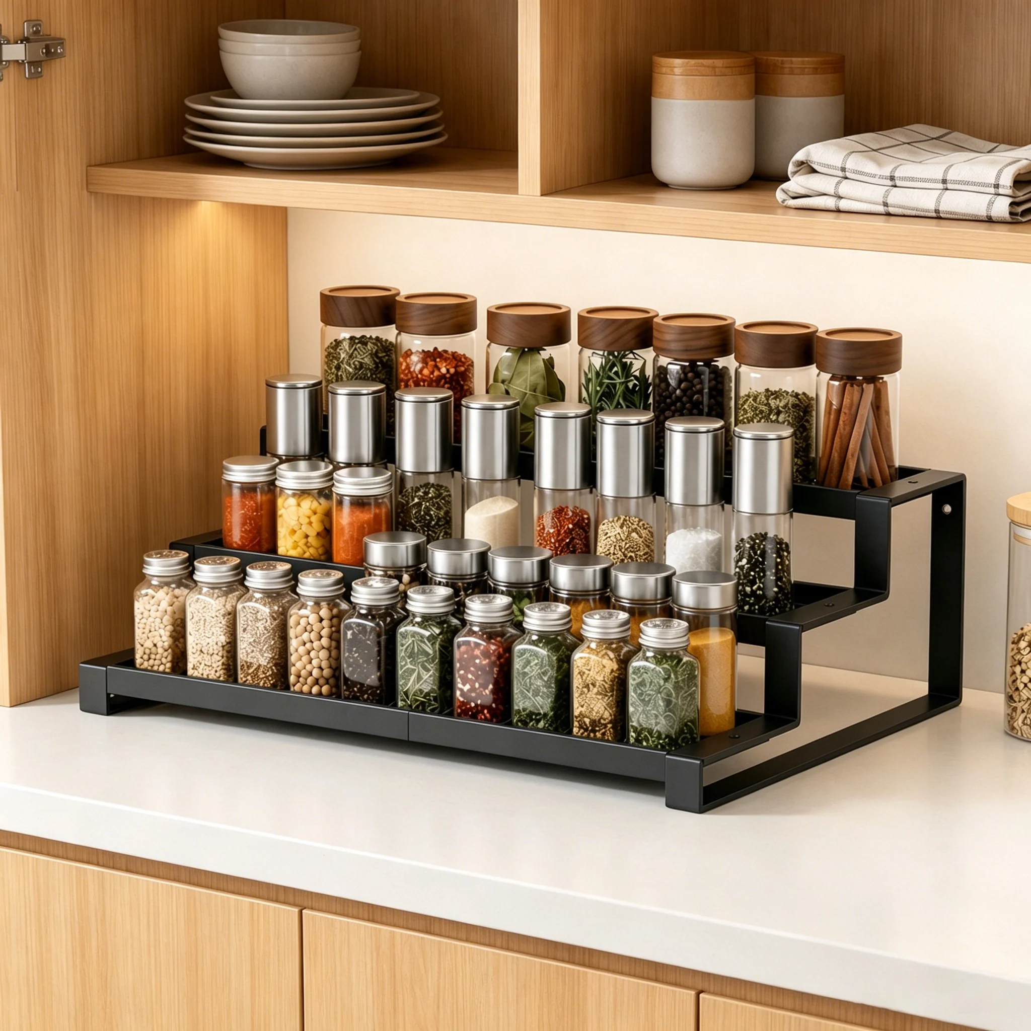Three-Tier Ladder-Style Spice Rack, Storage for Spice Bottles, Kitchen Supplies Organizer, Kitchen Jars, Spices, Coffee Storage Bottles, Storage Rack Next to the Coffee Machine, Countertop Storage Organizer
Three-Tier Ladder-Style Spice Rack, Storage for Spice Bottles, Kitchen Supplies Organizer, Kitchen Jars, Spices, Coffee Storage Bottles, Storage Rack Next to the Coffee Machine, Countertop Storage Organizer