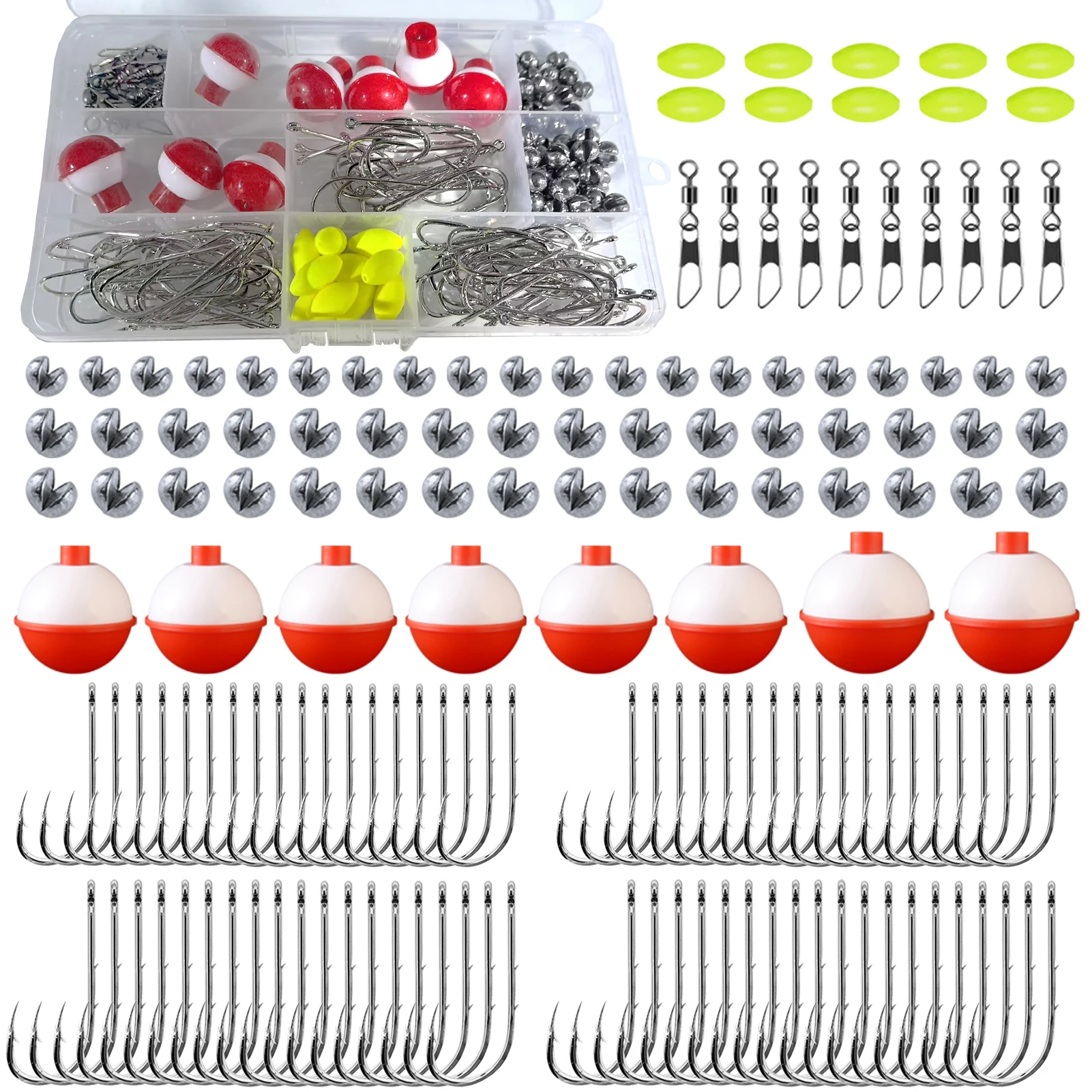 FREE FISHER 160pcs/Box Fishing Tackle Kit,Octopus Barbed Hooks,Fishing Floats Swivels,Beads Fishing Weights Sinkers,Gear Box
FREE FISHER 160pcs/Box Fishing Tackle Kit,Octopus Barbed Hooks,Fishing Floats Swivels,Beads Fishing Weights Sinkers,Gear Box