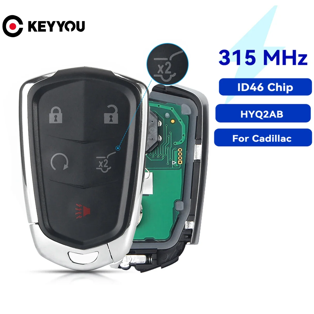 KEYYOU HYQ2AB ID46 Chip For 2014-2018 Cadillac ATS Keyless Smart Prox Remote Car Key Fob 315Mhz 5 Buttons
KEYYOU HYQ2AB ID46 Chip For 2014-2018 Cadillac ATS Keyless Smart Prox Remote Car Key Fob 315Mhz 5 Buttons